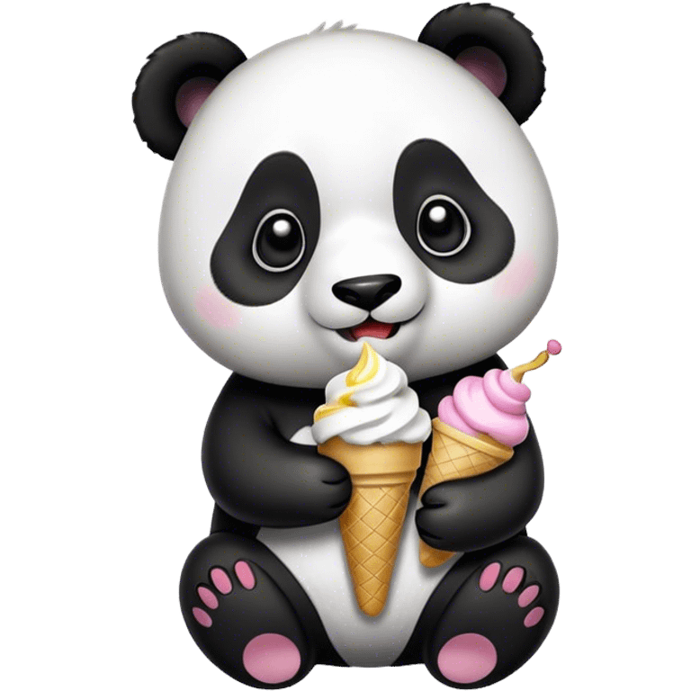 Panda eating ice cream emoji