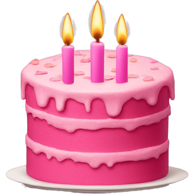 a pink cake with candles emoji