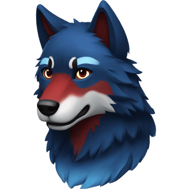 Red blue black wolf emoji