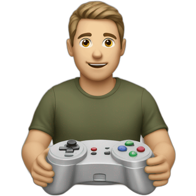 Fair skinned man playing games on console emoji