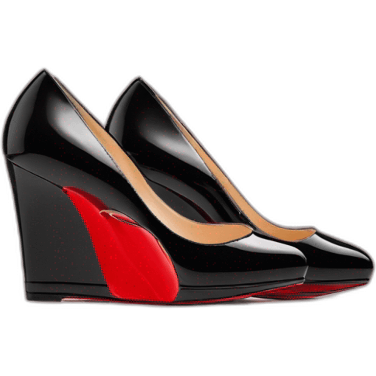 CHRISTIAN LOUBOUTIN UNE PLUME BLK PATENT WEDGE heel emoji