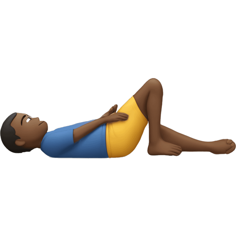 A person laying down while joining his hands on front of someones leg emoji