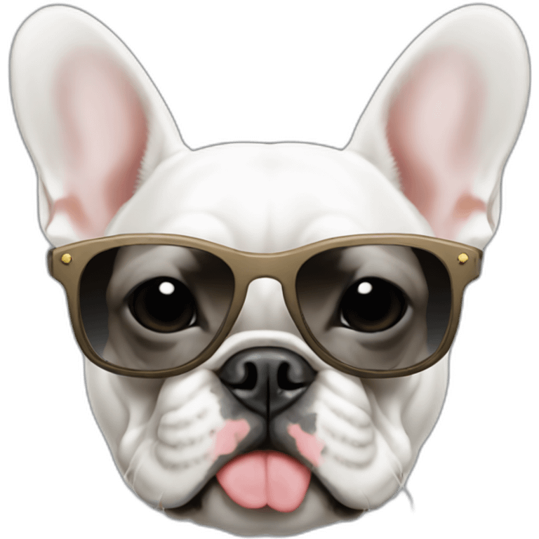 white FRENCH BULLDOg with sunglasses emoji