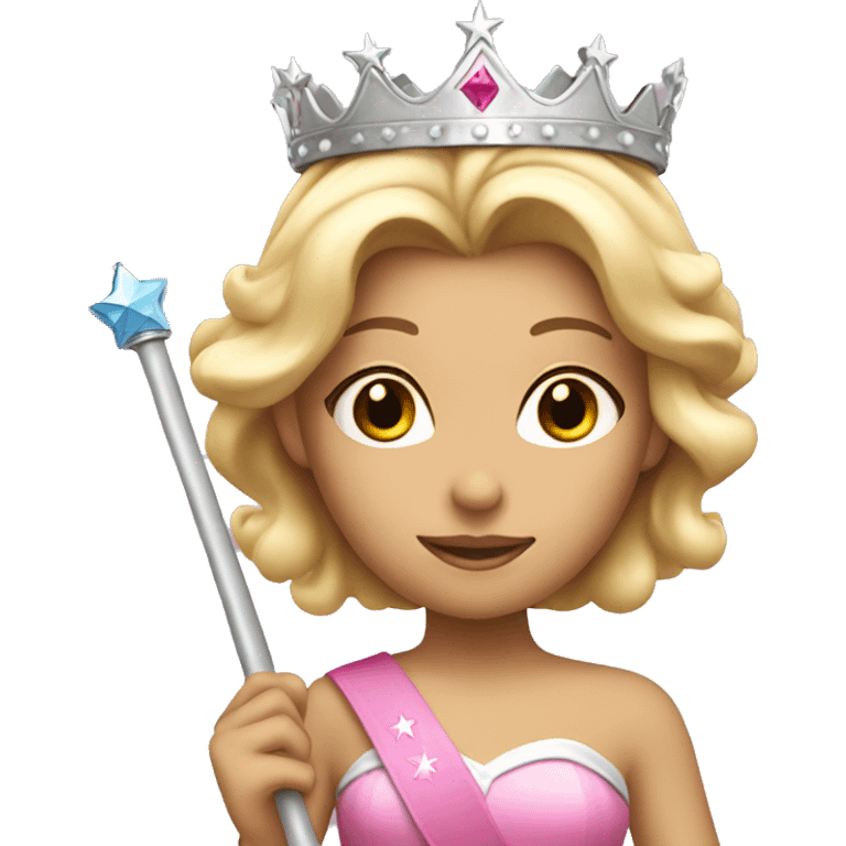 Pink blonde princess with silver crown and pink wand  emoji