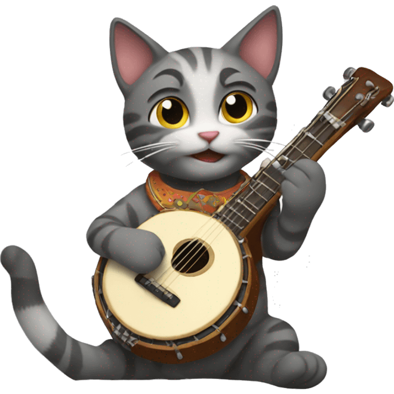 Cat playing a banjo emoji