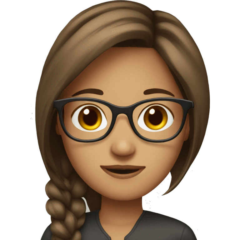 straight Brown haired girl with glasses emoji