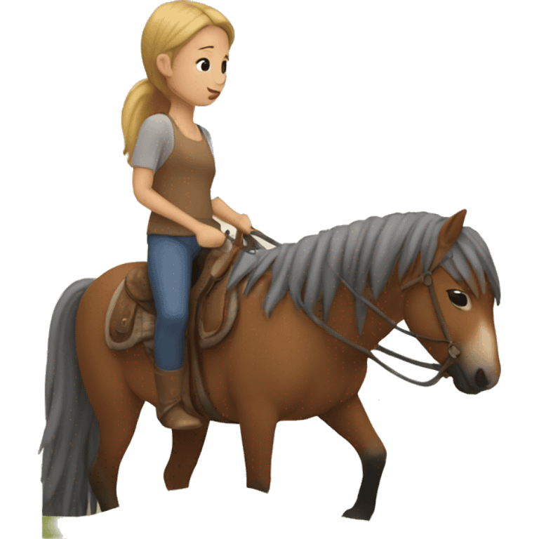 person holding horses tail up a hill emoji