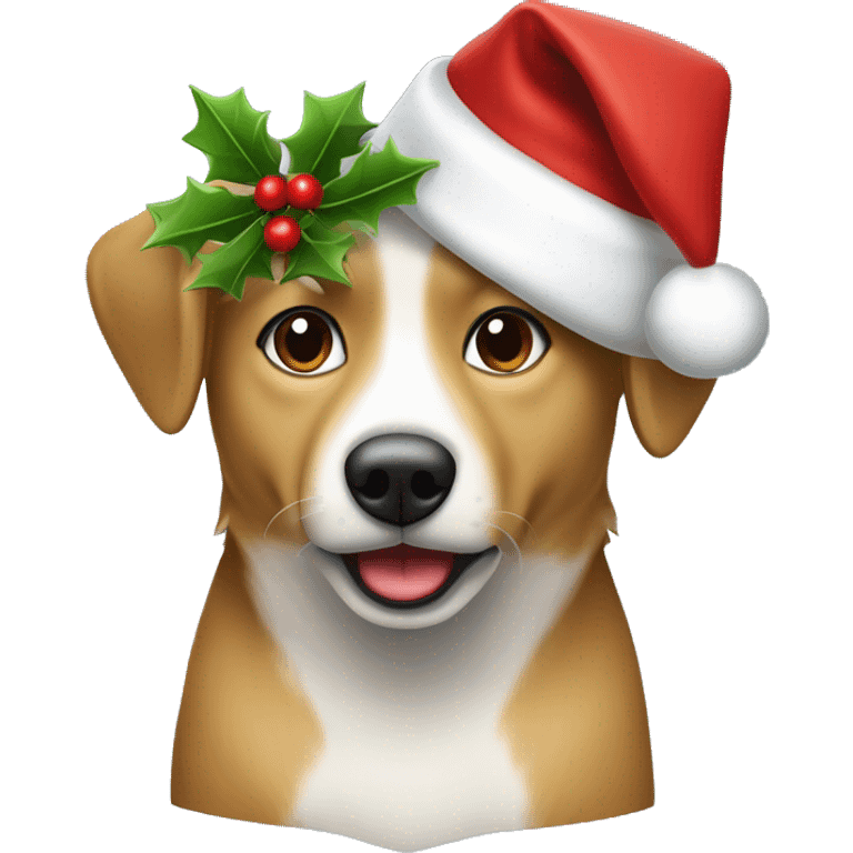 Hund in weihnachtlichem Mantel und Weihnachtsmütze  emoji