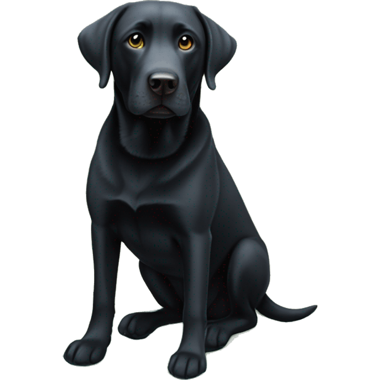 Black lab dog with blue frisbee  emoji