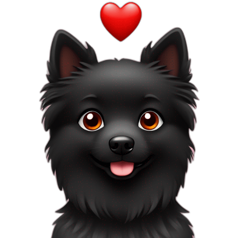 Little black spitz with red heart emoji