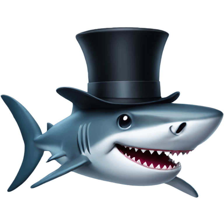 Shark with a top hat emoji