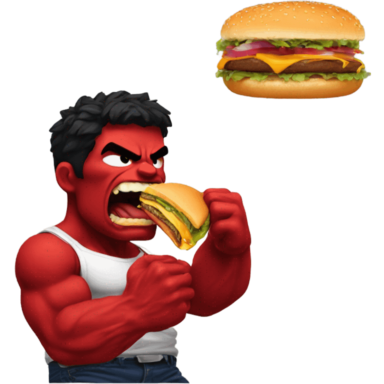 Red Hulk eating burger  emoji