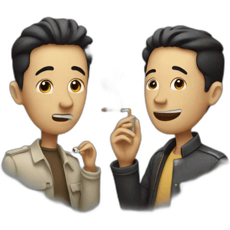 two friends smoking a cigarette emoji