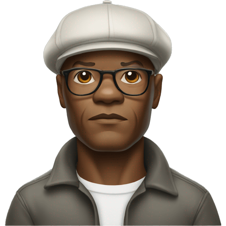 bald samuel l jackson serious wearing shirt and Kangol emoji