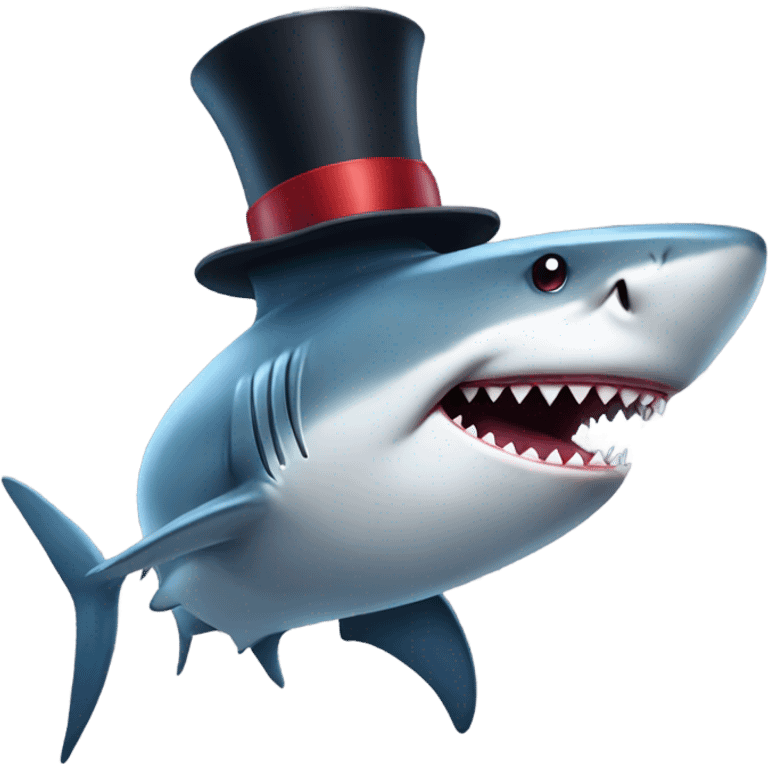 Shark with a top hat emoji