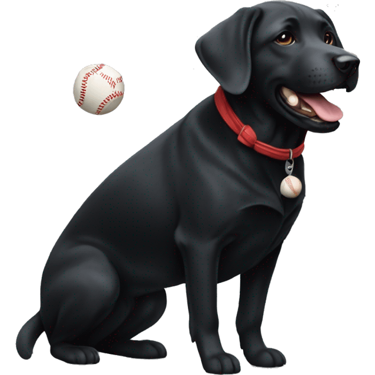 black lab holding baseball emoji