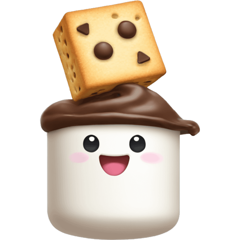 marshmallow wearing a chocolate chip and cracker hat emoji