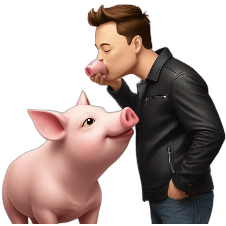 Elon Musk kissing a pig emoji