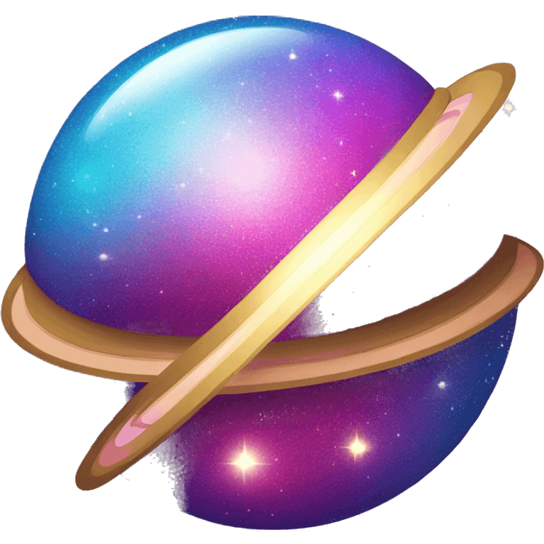 sparkly glittery gradient blue purple and pink glitter planet with white saturn ring emoji