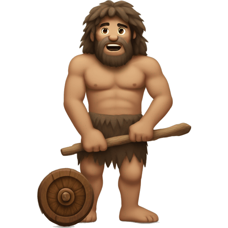 caveman with wooden wheels emoji