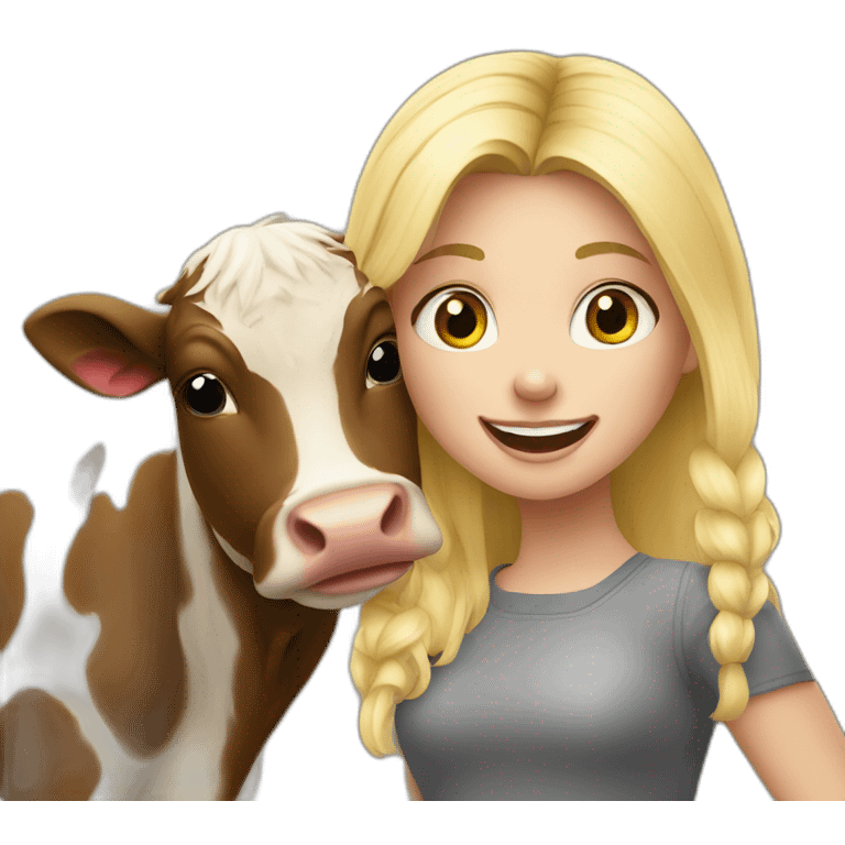 Blondie girl loving cow emoji