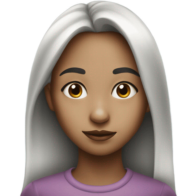 Girl with a painted silver nose emoji