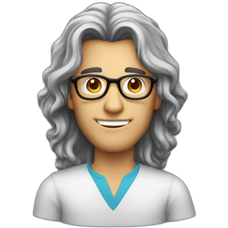 a long haired instructional designer, with round glasses, male emoji