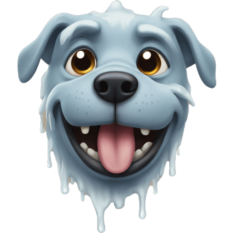 Melting troll faced dog emoji