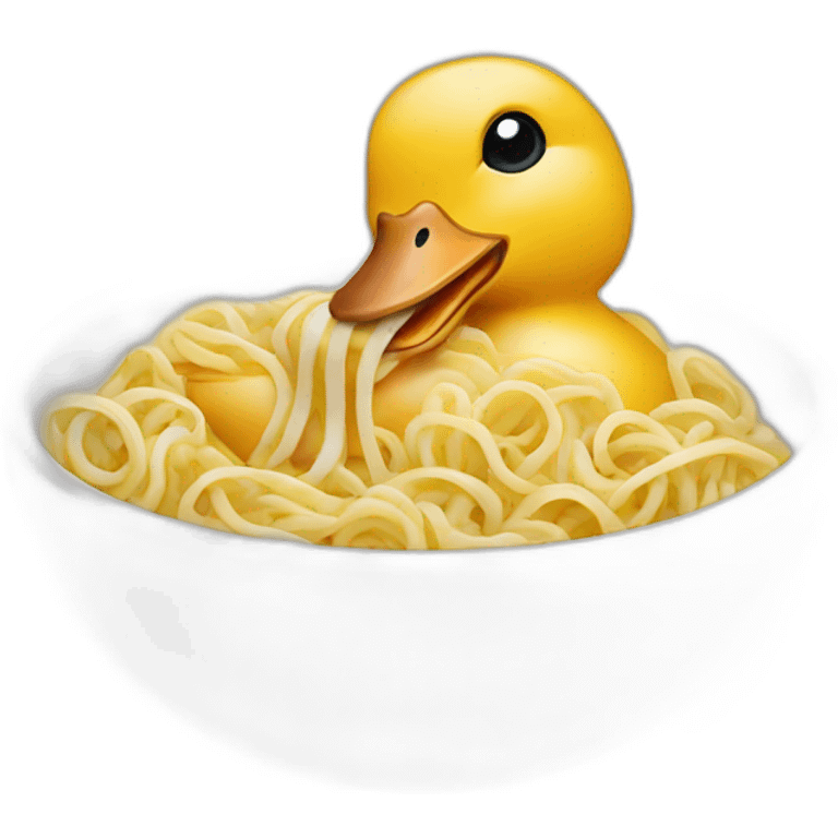 Duck eating noodles emoji