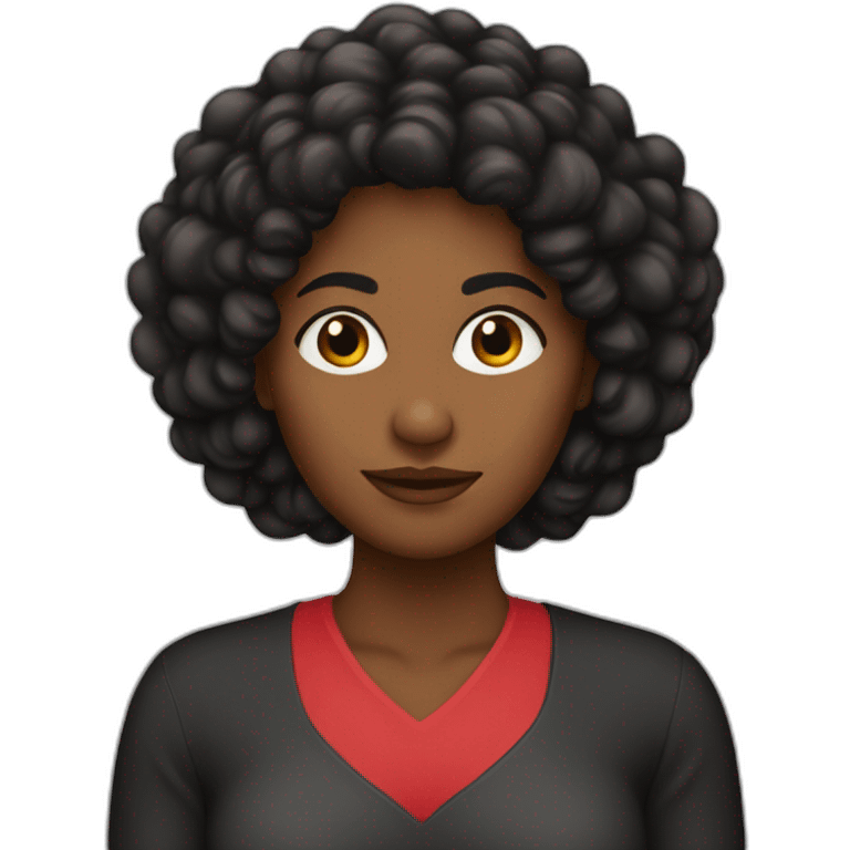 Mujer negra pelo rojo recogido emoji