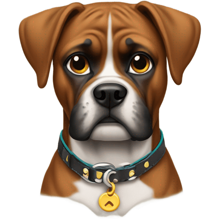 realistic boxer dog with collar  emoji