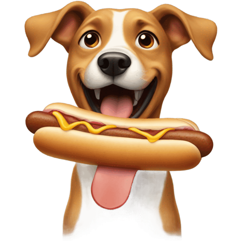 Dog eating a hot dog emoji