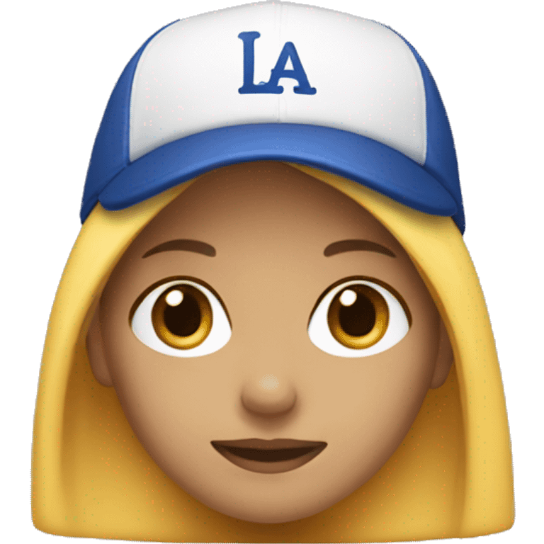 Girl wearing LA cap emoji