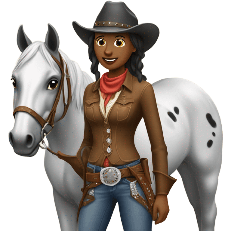 cowgirl with appaloosa horse emoji