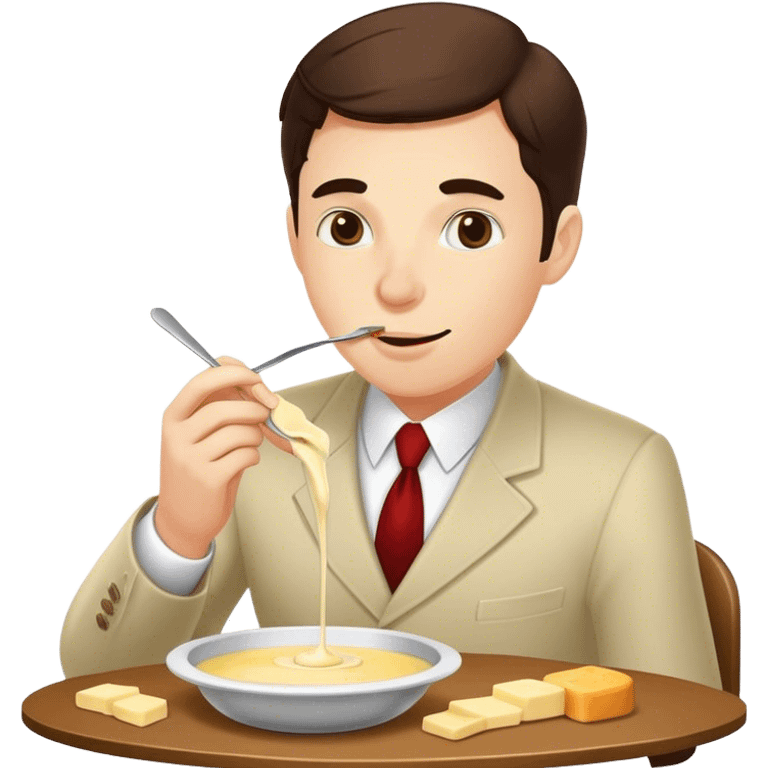 Bank manager eating Fondue emoji