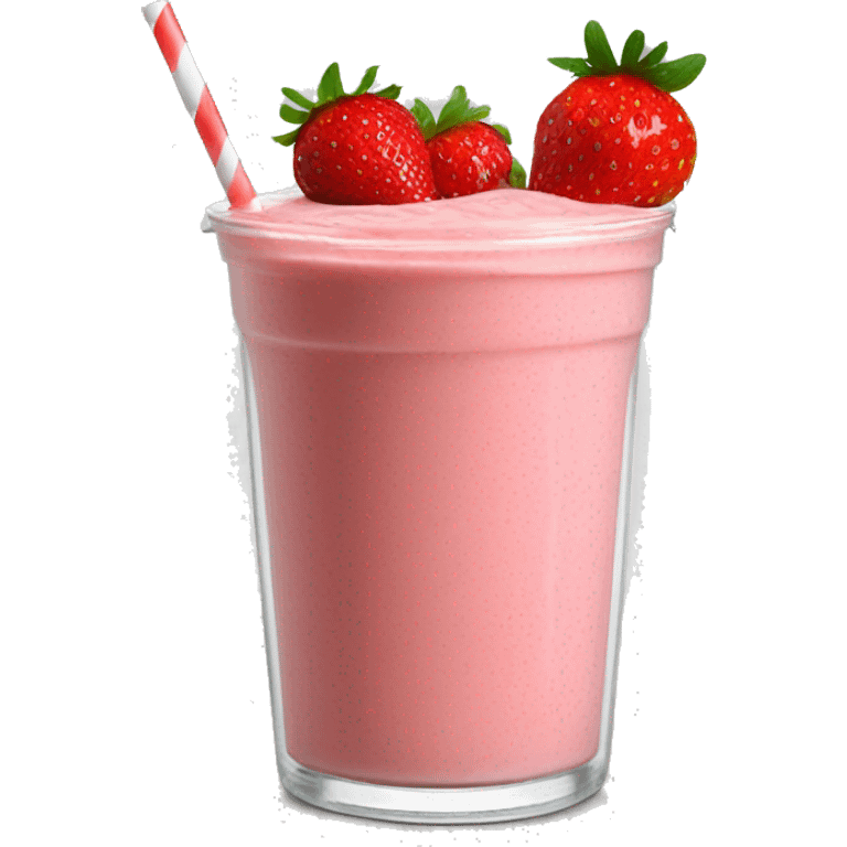 Strawberry smoothie in clear cup and strawberry on top  emoji