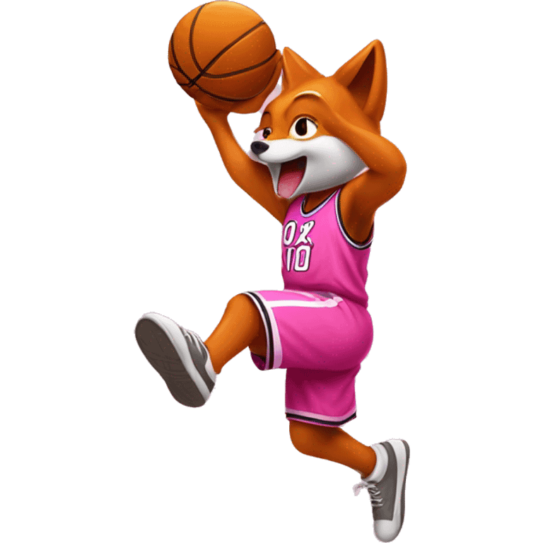 teenage fox dunking a basketball in pink emoji