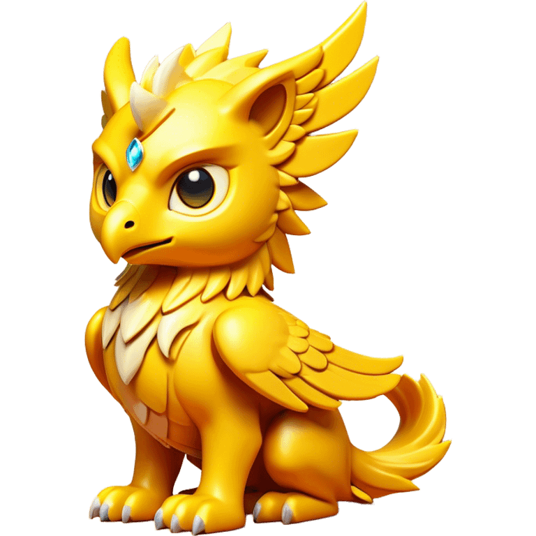 Clash of Clans aesthetic: Cinematic fierce lightning gryphon Beast Emoji, rendered in a 3D vector-style similar to standard emojis with minimal shading and bold, simplified shapes. A compact, isometric mythical creature with wild, majestic features and fierce yet endearing eyes, softly glowing with a primal enchanted charm. Simplified yet unmistakably iconic, highly detailed and consistent, glowing with a soft radiant shine and high polish. Stylized with a touch of mythical wildness and a soft glowing outline, capturing the essence of a legendary beast with a friendly, playful allure! emoji