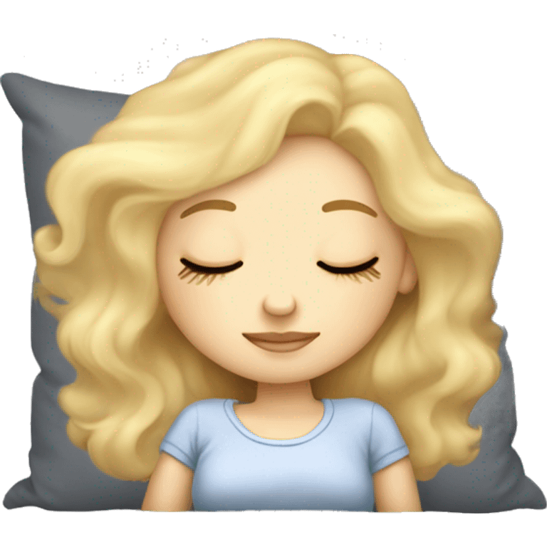 pretty light skinned blonde girl sleeping on a pillow with her closed eyes soft textures no background emoji