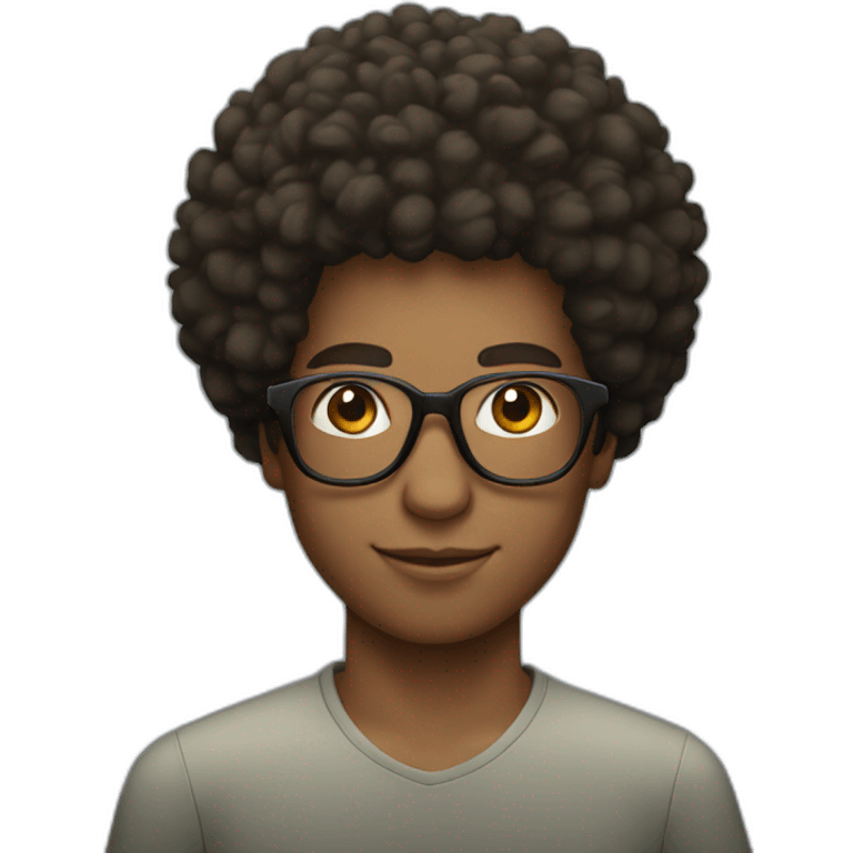 Young man with afro hair and glasses  emoji