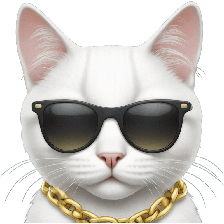 white cat wearing sunglasses and gangster chain  emoji