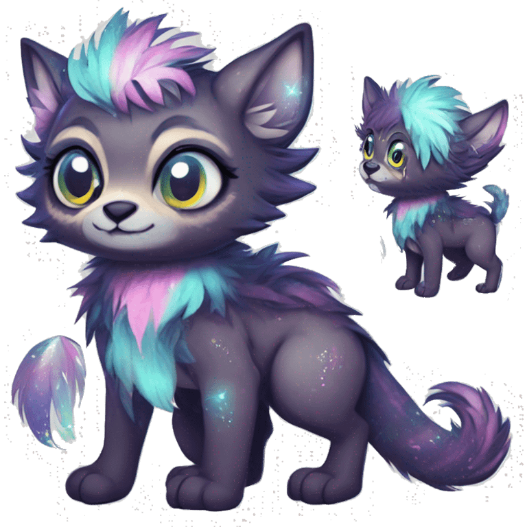 cute Kawaii edgy fantasy animal sparkle fursona Fionbri creature by griffsnuff & LiLaiRa & Falvie full body emoji