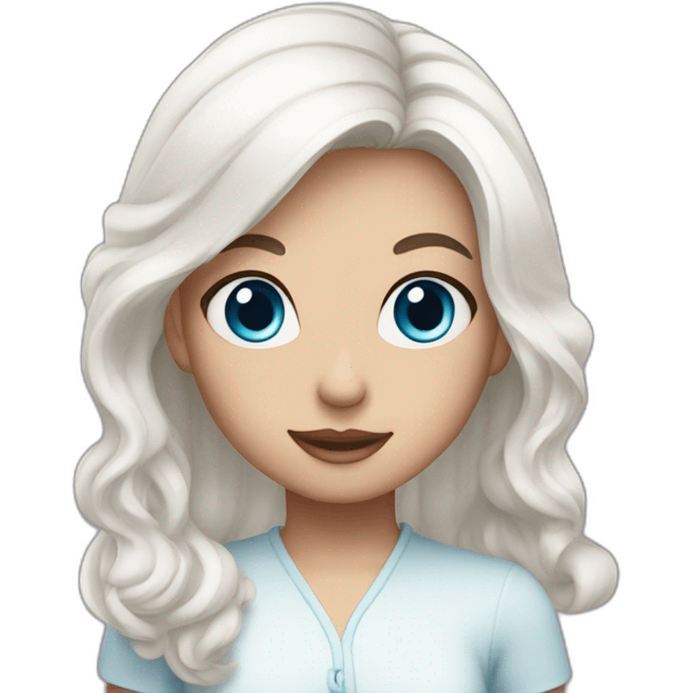 girl with white hair, blue eyes and birthday cake emoji