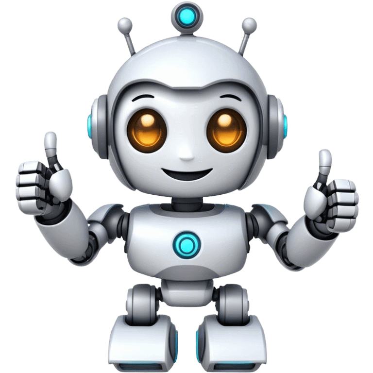 cute girly robot with a big smile, portal design , giving a big thumbs-up emoji