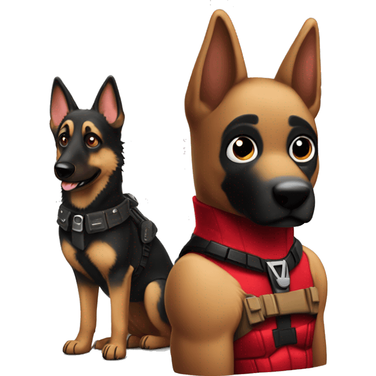 Deadpool with a German shepherd  emoji