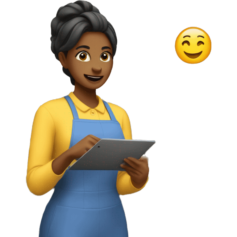 Female Retail worker bragging to other stores  about making budget  emoji