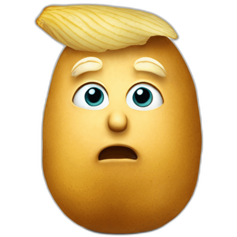 Donald Trump sittning on a potato emoji