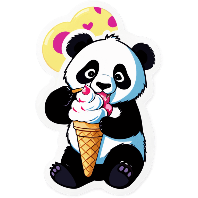 Panda eating ice cream emoji