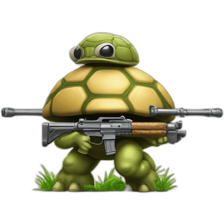 Strong muscles Mushroom turtle with a machine gun emoji