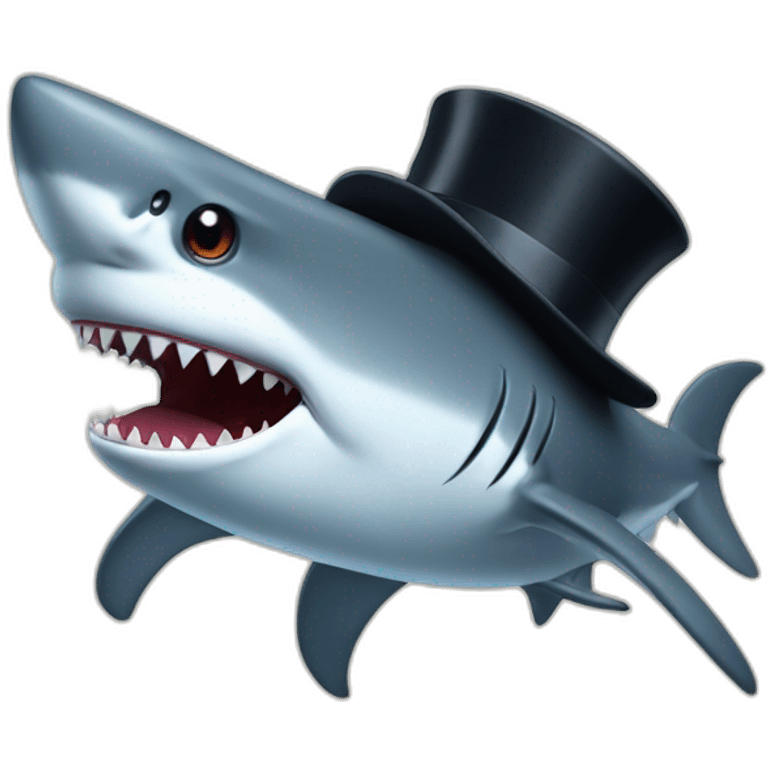 Shark with a top hat emoji